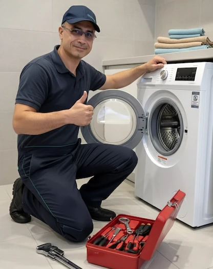 Técnico TeckPrime realizando conserto de lava e seca em domicílio em Goiânia